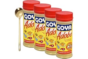 moofin Bundle of Stainless Steel Spoon - 13.5cm - Gold, and Adobo All Purpose Seasoning With Pepper, 16.5 Ounce, Pack of 4