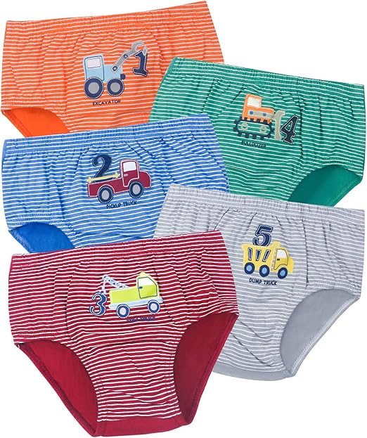 ORPAPA Little Boys Underwear Toddler Car Truck Underpants 5 Pack Kids