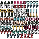Bright Creations Iron On Letters & Patches - 104 Pieces, 1.4 x 1 in, Multicolor Embroidered - Letter Iron On Patches for Clothing & Backpacks