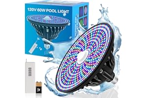 DIMGOGO Pool Lights for Inground Pool - RGB LED Pool Lights, 120V 60W Underwater Pool Light Bulb with Remote Control, E26/E27 Replacement for Pentair Hayward Fixture