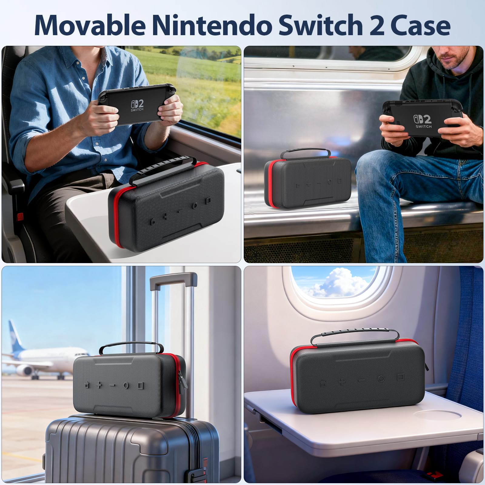 OIVO Switch 2 Carrying Case Compatible with 2025 Nintendo Switch, Portable Travel Carry Case Fit for Joy-Con 2 & Adapter, Hard Shell Protective Pouch Bag with 24 Game Slots, Red