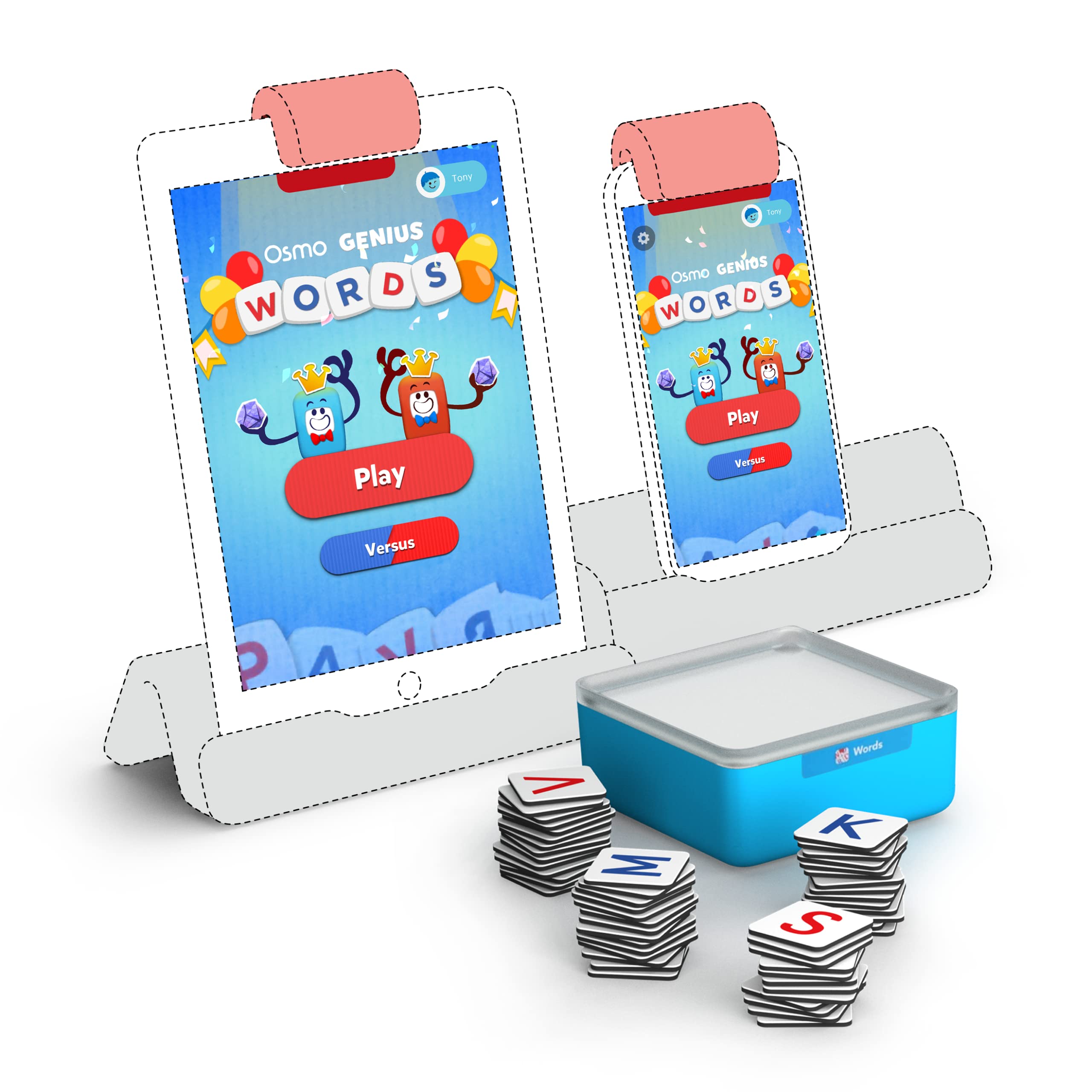 Osmo - Genius Words - Ages 6-10 - Interactive Letter Recognition, Phonics, Sight Words & Spelling - For iPad or Fire Tablet - STEM Toy (Osmo Base Required - Amazon Exclusive)