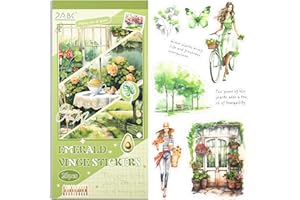 Uideyvi Green Tree Series Lot de 20 feuilles d'autocollants en PET pour journal indésirable – Autocollants vintage pour journ