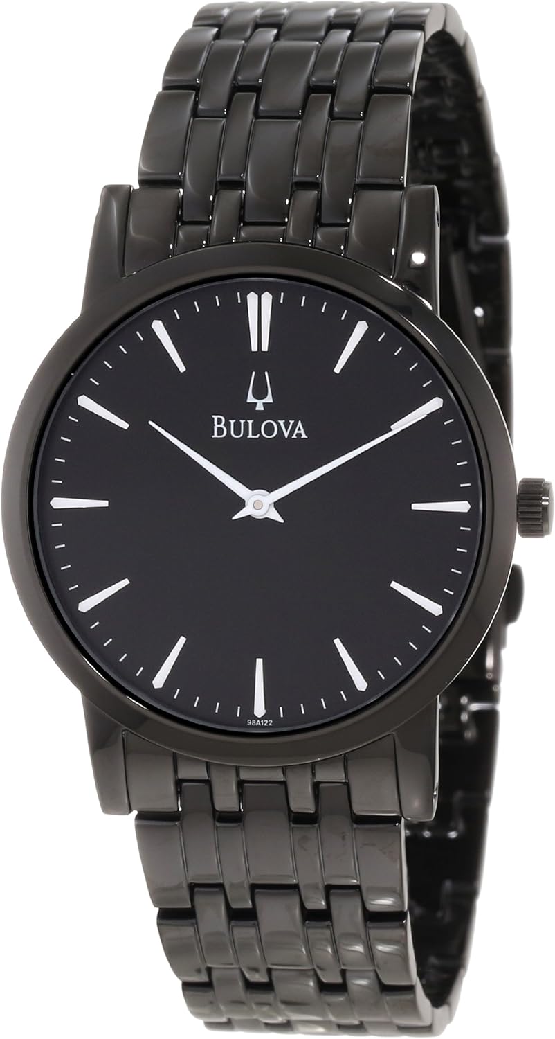 bulova men's black ip chronograph watch