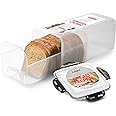 Tafura Bread Storage Container with Tray, Plastic Bread Box, Bread Container with Airtight Lid, Loaf Bread Keeper, Bread Holder for Homemade Bread, BPA Free