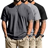 Neer 3 Pack Men's Big and Tall T-Shirts Cotton Short Sleeve Crewneck Plus Size Tee Shirts Hipster Longline Tops(Dark Grey, Light Gray, Black,XX-Large)