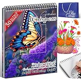 Adult Coloring Book for Women Relaxation, Spiral Bound Coloring Book | Hardback Covers, Single-Sided, 50 Pages Thick Paper Hand-Drawn Design, Mindfulness Gifts for Women to Relax - Garden Whispers