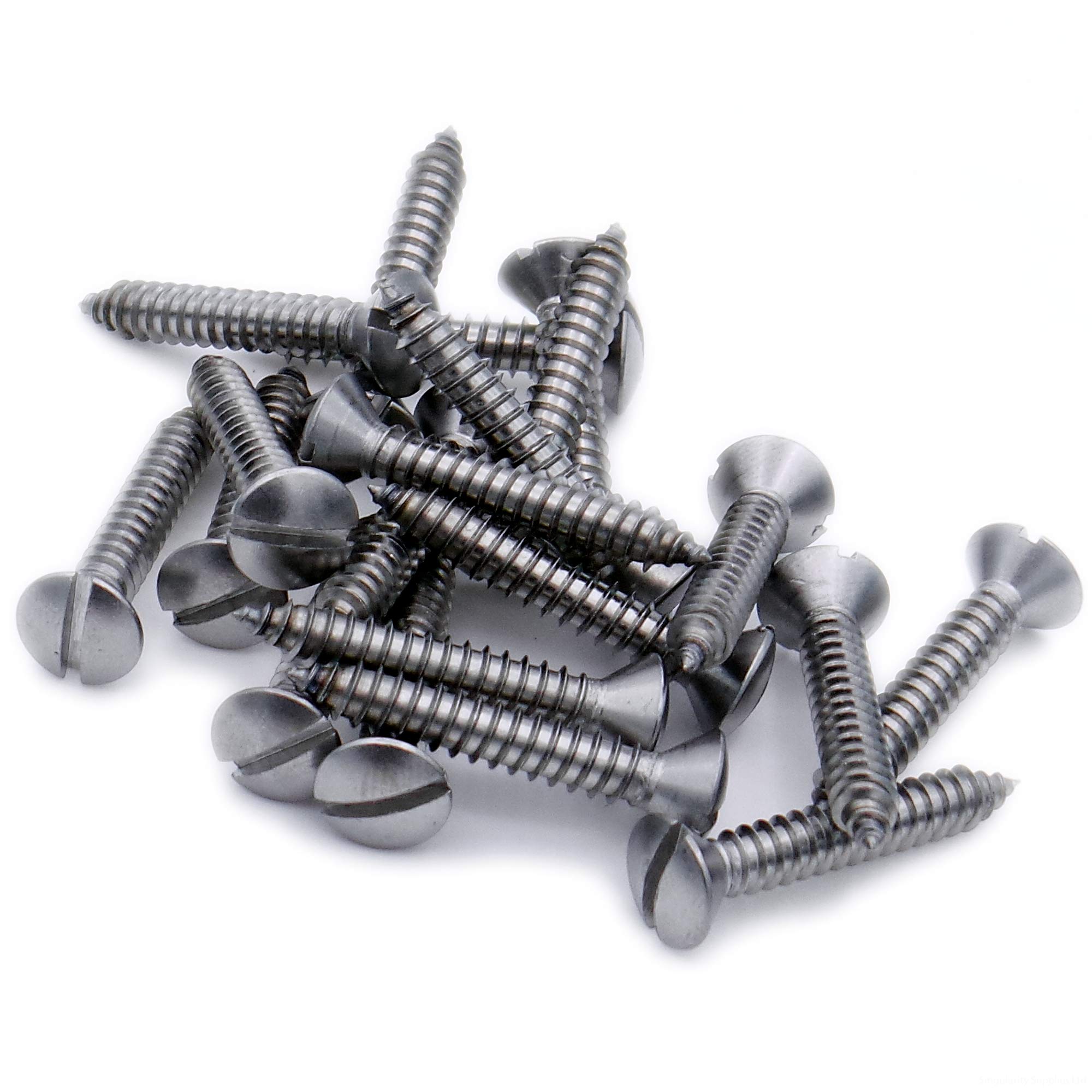 No.14 x 1 (6.3mm x 25mm) Slot Raised Countersunk Self-Tapping Screw - Stainless Steel (A2) (Pack of 20)