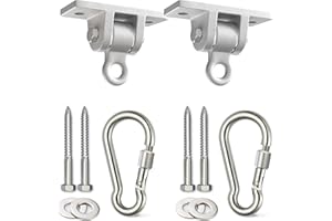 Jungle Gym Kingdom Swing Set Hangers - 2 Heavy Duty Brackets with Locking Snap Hooks for Porch, Patio, Playground - Indoor/Outdoor Hardware & Accessories