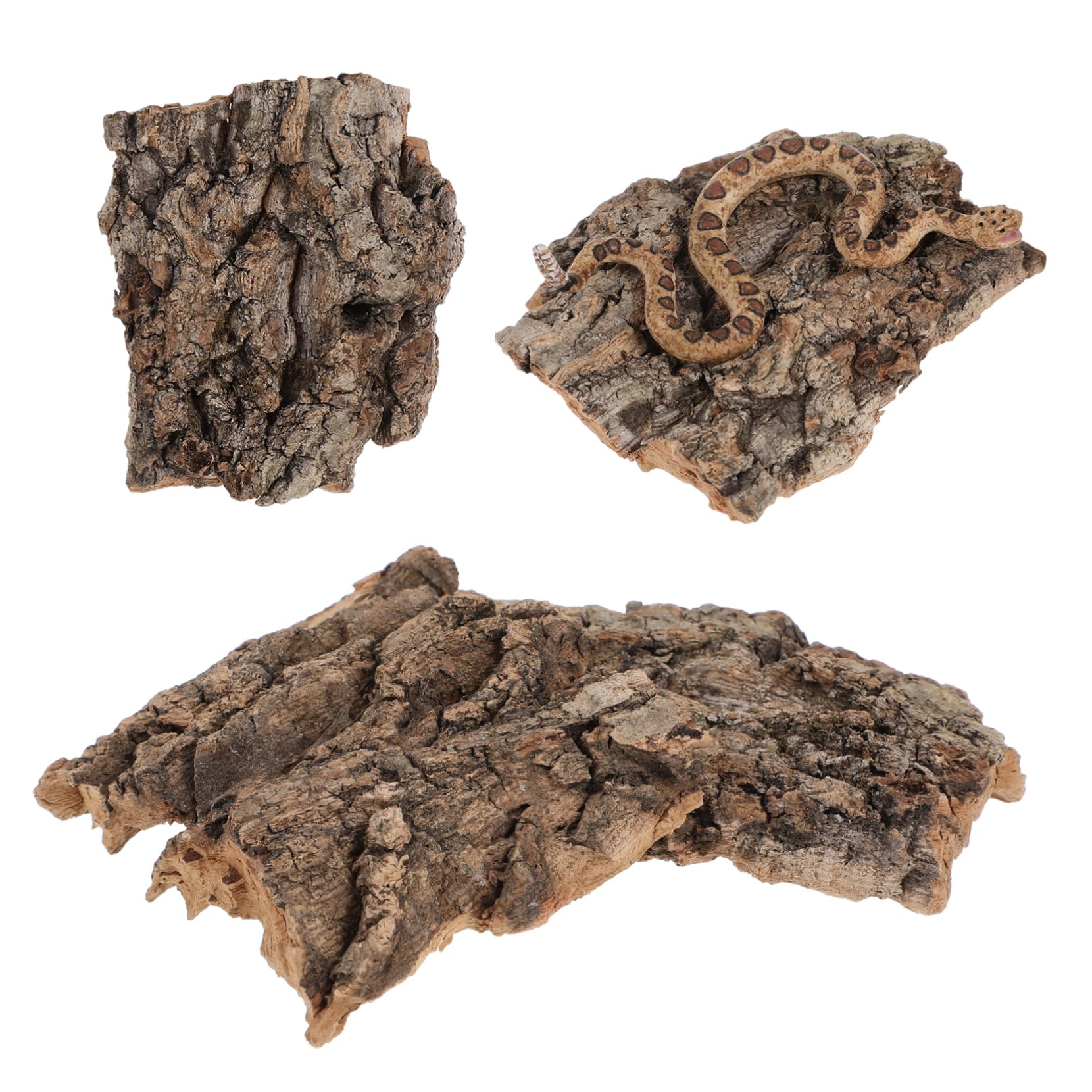 YARNOW 4Pcs Cork Bark Reptile - Light Brown Tree Bark Hide for Vivarium, Bearded Dragon Accessories - Natural Pet Habitat Decoration for Terrarium or Aquarium