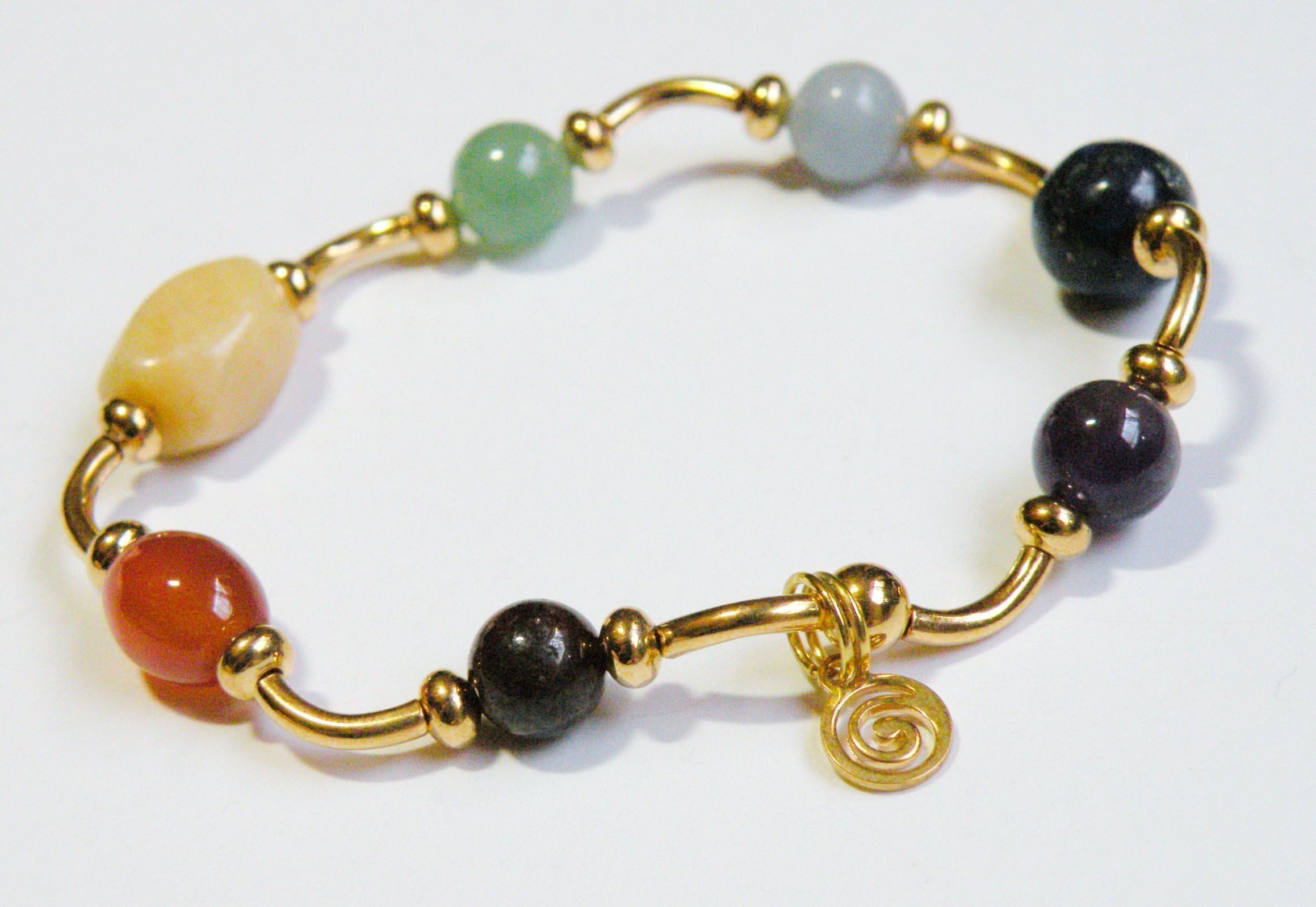 Curves Chakra Bracelet with Natural Gemstones in Gold or Silver
