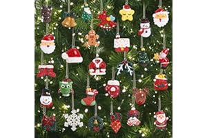 HDRASON 30 pcs Christamas Tree Decorations Clearance,Mini Resin Ornaments for Christmas Trees,Small Santa Clause Charms Xmas Decorations Sets for Girls Women