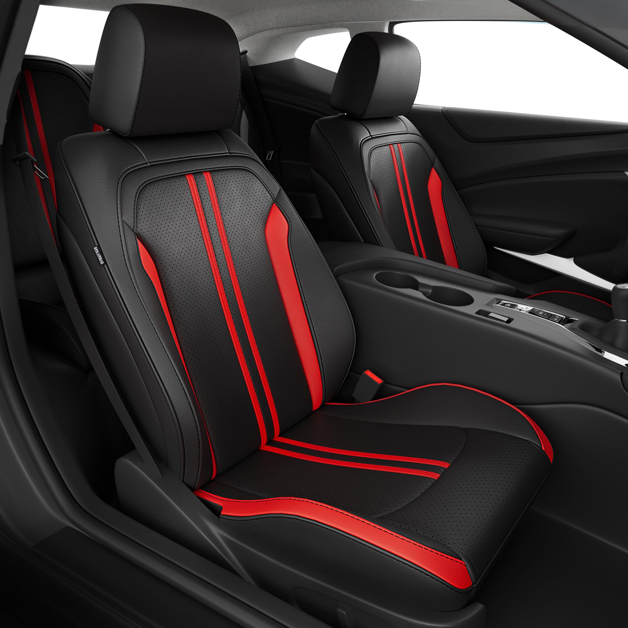 Photo 1 of FEINEPRO for Chevy Camaro 2016-2024 Seat Covers Full Set, Custom Fit 6th Gen Camaro LT LS RS SS ZL Coupe, Premium Faux Leather Waterproof Car Protector Cushion(BlackRed)