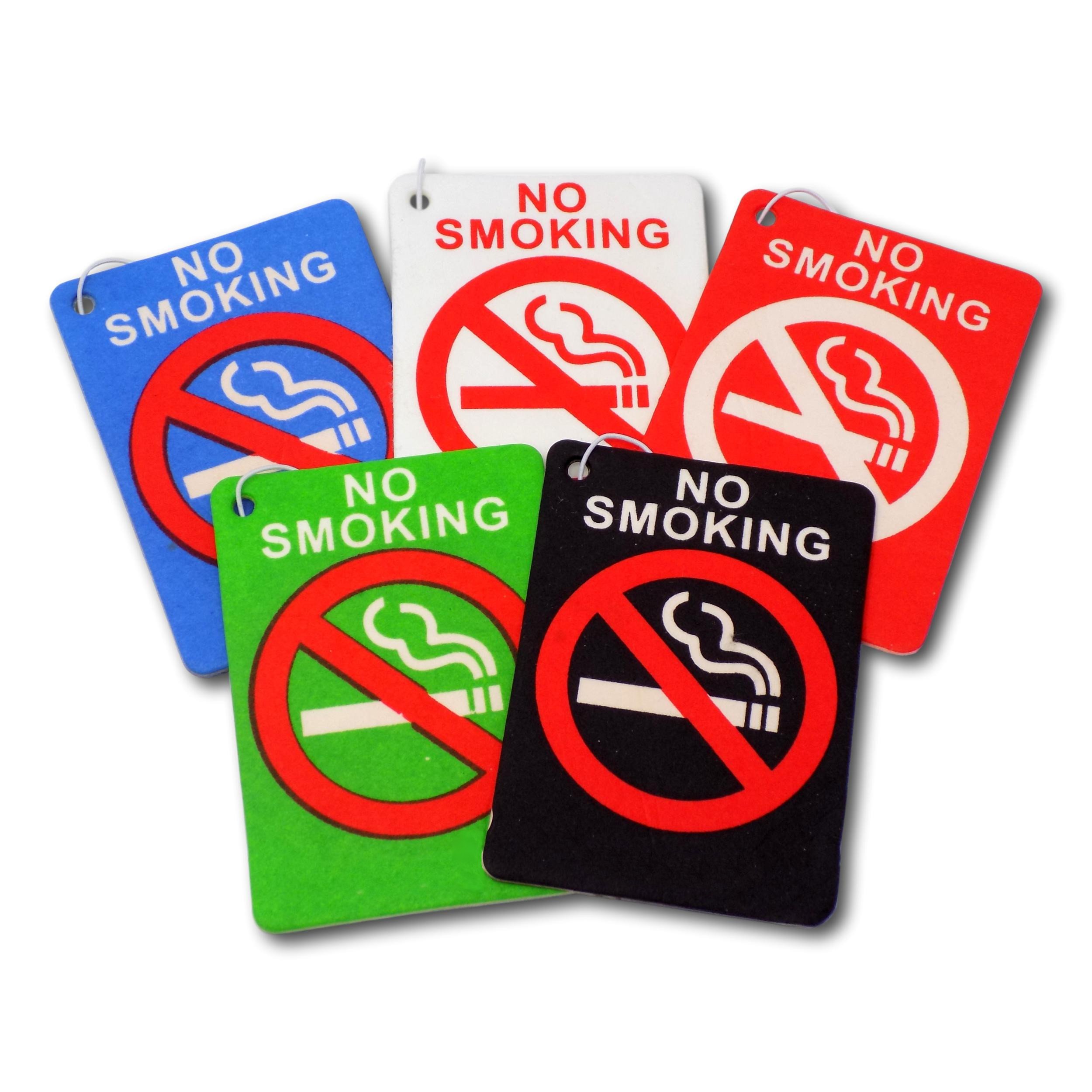 EPOSGEAR 5 Pack Assorted No Smoking Design Car Air Fresheners - 5 Scent Variety Pack - With Elastic Hanging Loop - Perfect for Taxi Cabs, Uber etc