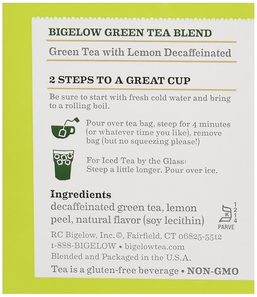 BIGELOW TEA GREEN TEA WITH LEMON, DECAF, 20 CT