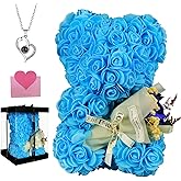 K KYMAKE Valentine's Day Gifts for Women, Handmade Rose Teddy Bear Flower Bear, Birthday Gifts for Her, Forever Preserving Rose Bear, Valentine, Wedding and Anniversary, Women's Gift