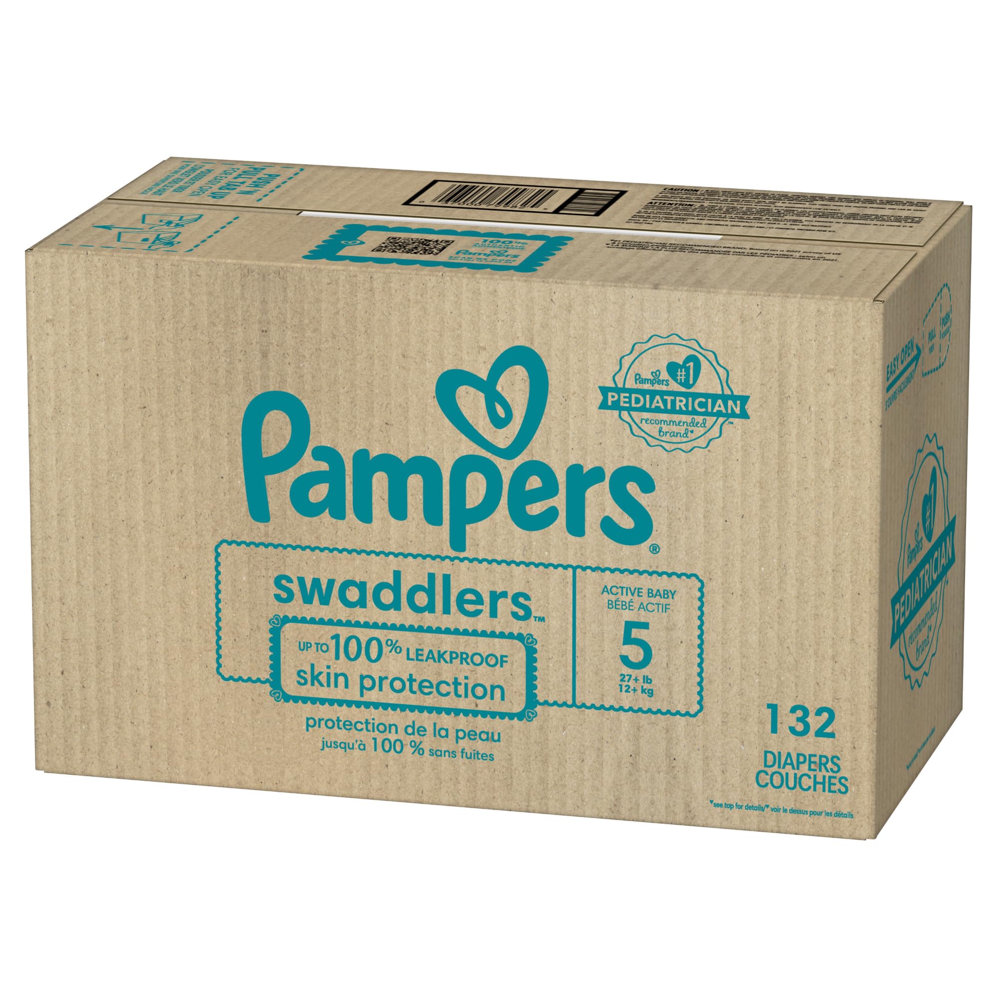 Pampers Baby Diapers - Swaddlers - Size 5, 132 Count, Ultra Absorbent Disposable Infant Diaper