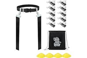 GAMEDAY FITNESS Gameday- Flag Football Set-Complete (10 Player) Flag Belts and Flags Set, (4 Pcs) Agility Cones w/Carry bag