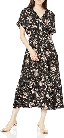 Amazon Co Jp スナイデル プリントフロント釦ワンピ Swfo レディース 服 ファッション小物