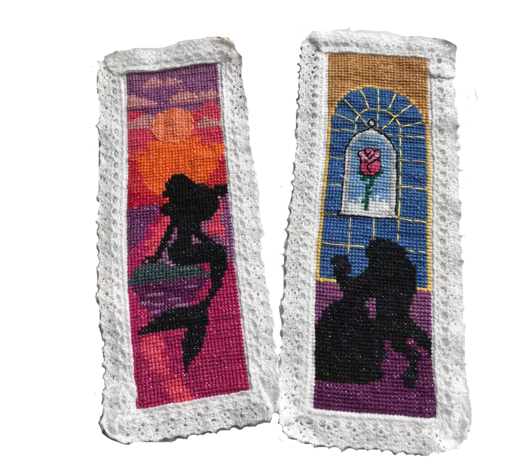 12 Pieces Princess DIY Cotton Cross Stitch Bookmark,Cotton Edged Book Mark Classical Fairy Princess Counted Cross Stitch kit