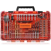 COMOWARE Drill Bit Set, 104Pcs Screwdriver Bits Set with Tough Case, Titanium Twist Drill Bits, Impact Screwdriver Bits, Masonry Drill Bits, Spade Drill Bits, Nutdrivers