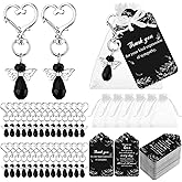Junkin 100 Set Funeral Favors Celebration of Life Favors Angel Keychains Thank You Cards for Memorial Guest Return Gifts (Classic,Black)