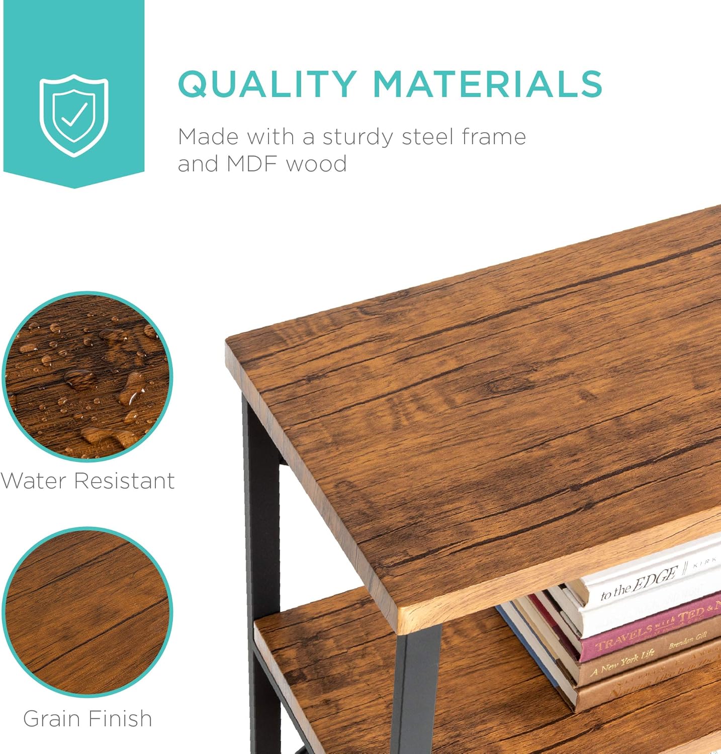 Best Choice Products 55in Rustic 3-Tier Console Sofa Table, Industrial Foyer Table for Living Room, Entry Way, Hallway w/EVA Non-Scratch Feet, Steel Frame - Brown: Furniture & Decor