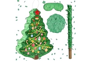 ABILITH Christmas Pinata Decorations Christmas Tree Pinata with Stick Blindfold Confetti Green for Children's Birthday Party Fiesta Activity Game Pinatas 16 x 11 x 3 Inch (Christmas tree)