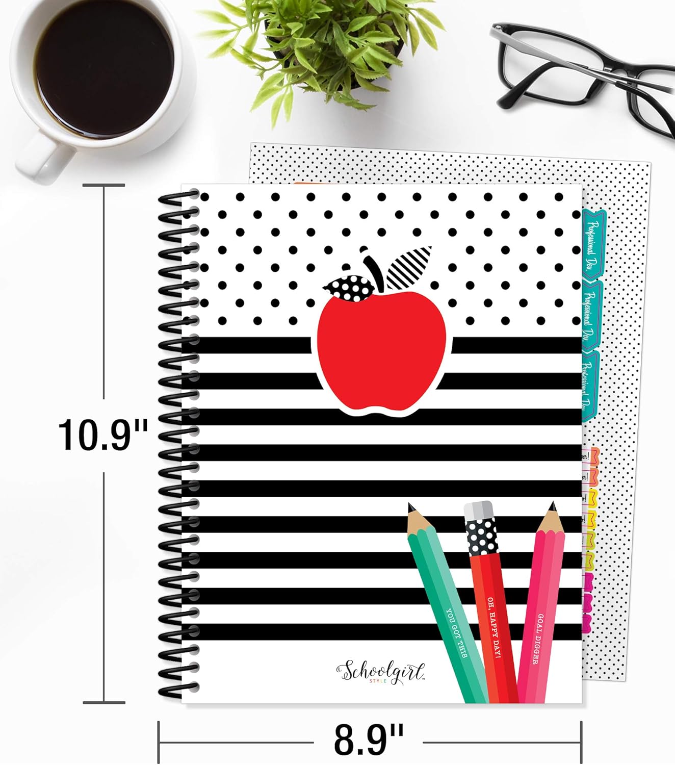 Schoolgirl Style Black, White and Stylish Teacher Planner—Undated Weekly/Monthly Lesson Plan Book and Record Organizer for Classroom or Homeschool (8 inches x 11 inches), multi (105029) : Office Products