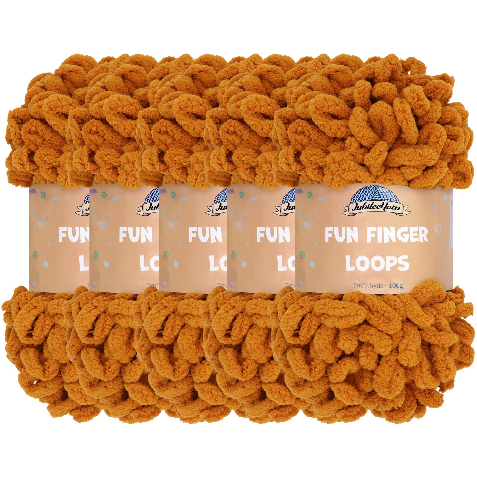 JubileeYarn Fun Finger Loops Yarn - Polyester Jumbo Weight Loop Yarn - 100g/Skein - Chocolatier - 5 Skeins