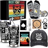 JTAMOHI 9 Pieces Cat Dad Gifts for Men, Cat Lover Gifts for Men with 20 Oz Tumbler Baseball Cap Socks Bracelet Keychain Bookmark Bottle Opener Greeting Card, Father’s Day, Birthday, Christmas Gift