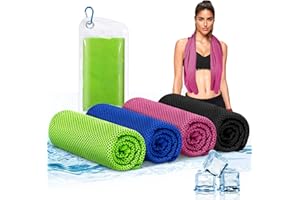 Finvizo 4 Pack Cooling Towels for Neck: Cool Towel Workout Sweat Towel for Sports Gym, Blue (40"x12")