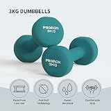 PROIRON Neoprene Dumbbell Weights Pair 3KG Dark Green Non-Rolling view 2