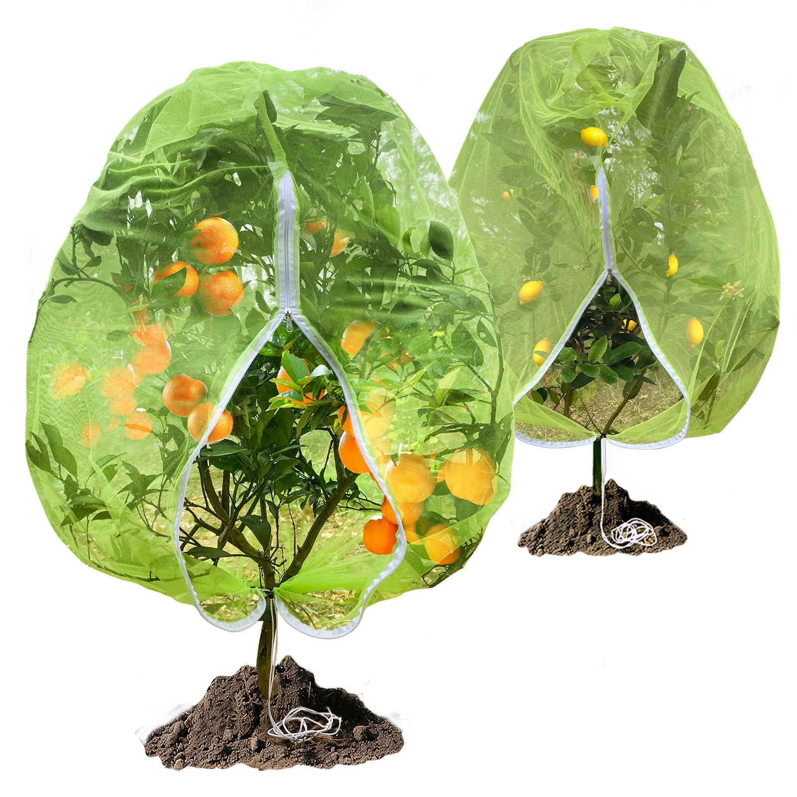 Photo 1 of Fruit Tree Netting, RIFNY Large 7 x 6 FT Blueberry Bush Netting Cover with Zipper Drawstring, Outdoor Mosquito Net Garden Netting Protector Plant from Birds Cicadas Animals Insect (2 PCS, Green)