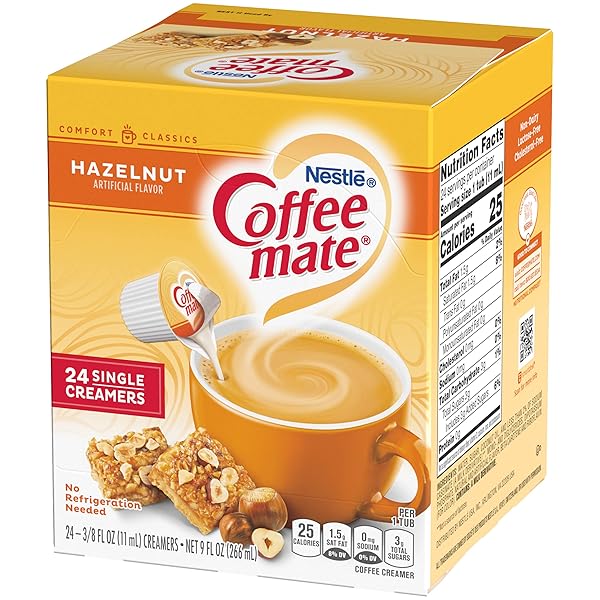 COFFEE-MATE COFFEE CREAMER LIQUID SINGLES, HAZELNUT, 24 COUNT (PACK OF 4)