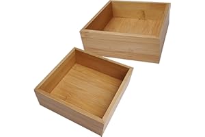 Aviboo Cabinet Drawer Organizer and Storage Tray Box Dividers Set Made of Bamboo Wood, Multipurpose Holder for Craft, Sewing, Office, Bathroom, Kitchen (2, 5.9x5.9x2.2 inch)