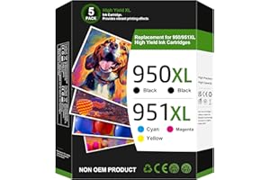 WEKVA 950XL 951XL Combo Pack Compatible Replacment for High Yield hp 950 951 Ink Cartridges Combo Pack Work with HP OfficeJet Pro 8600 8610 8620 8100 8630 8660 8640 8615 76DW 251DW (5 Pack, 2Black, 1C1M1Y)