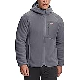Pioneer Camp Men's Sherpa Fleece Full Zip Up Jacket with Hood Chest Pocket Winter Warm Thick Outwear Coat Hiking Climbing