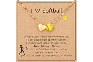 ESPVO Softball/Soccer/Volleyball/Basketball Necklace for Girls Women, Sports Accessories Jewelry Christmas Gift for Lovers 16+3 Inches
