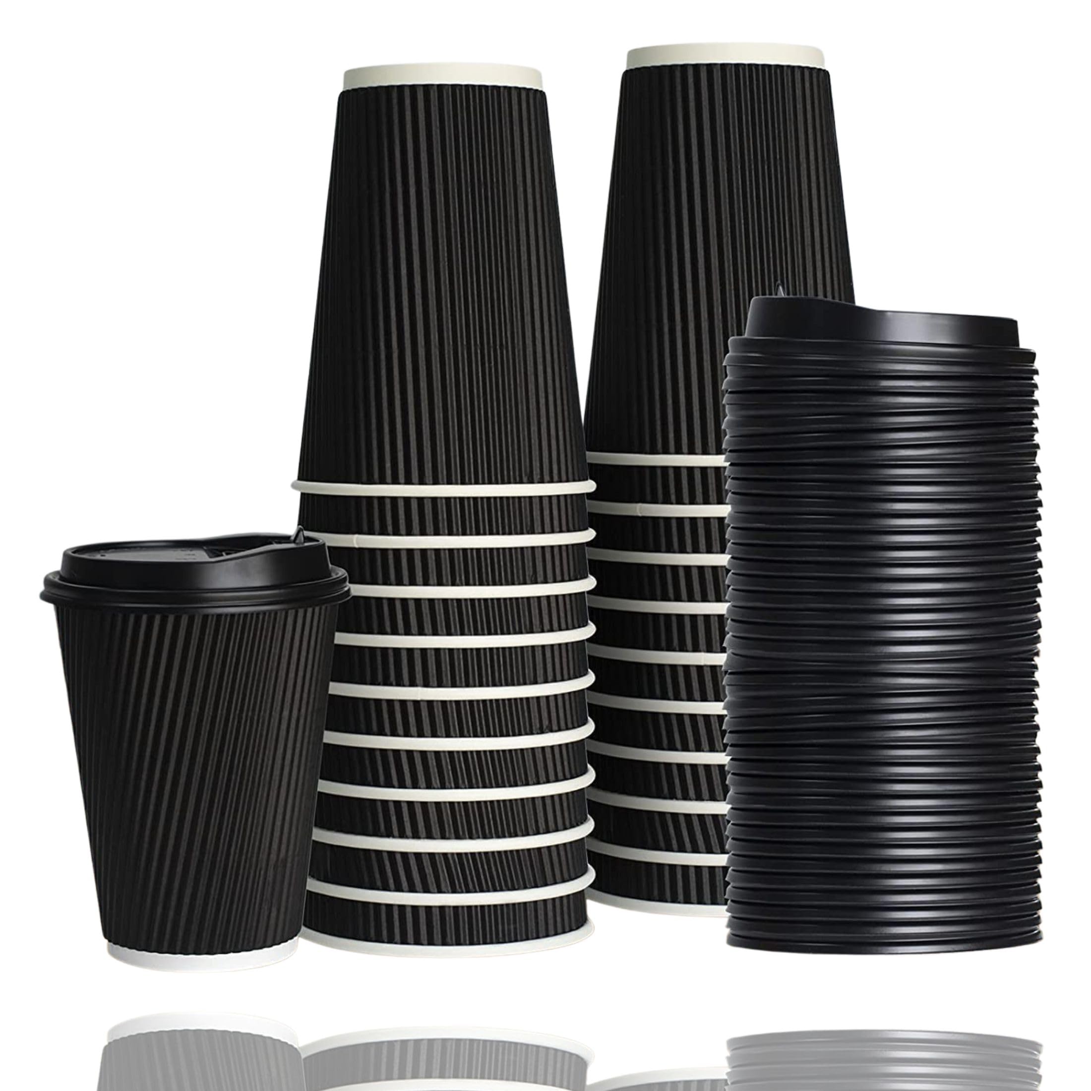 Ripple Paper Coffee Cups-25-Pack Strong and Lightweight Disposable Coffee & Tea Cups - 3 Ply Insulated Elegant Paper Cups for Office,Party,Camping,Travel-(12oz) Recyclable Hot Drink Cups