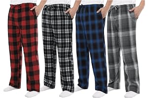 Motarto Men's Pajama Pants Flannel Plaid Pajama Sleep & Lounge PJ Bottoms Warm Sleepwear with Drawstring Pockets