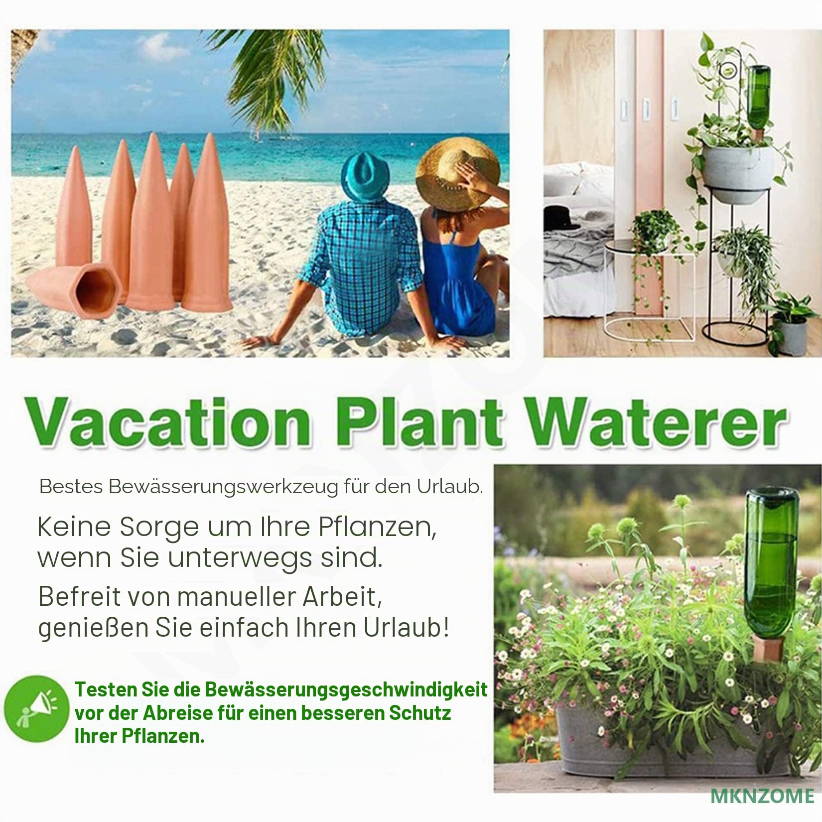 MKNZOME Bewässerungssystem, 8 Stück Automatische Wasserspender Pflanze Ollas Bewässerung Ton Bewässerungskugeln für Garten Balkon Zimmerpflanzen Blumen 2
