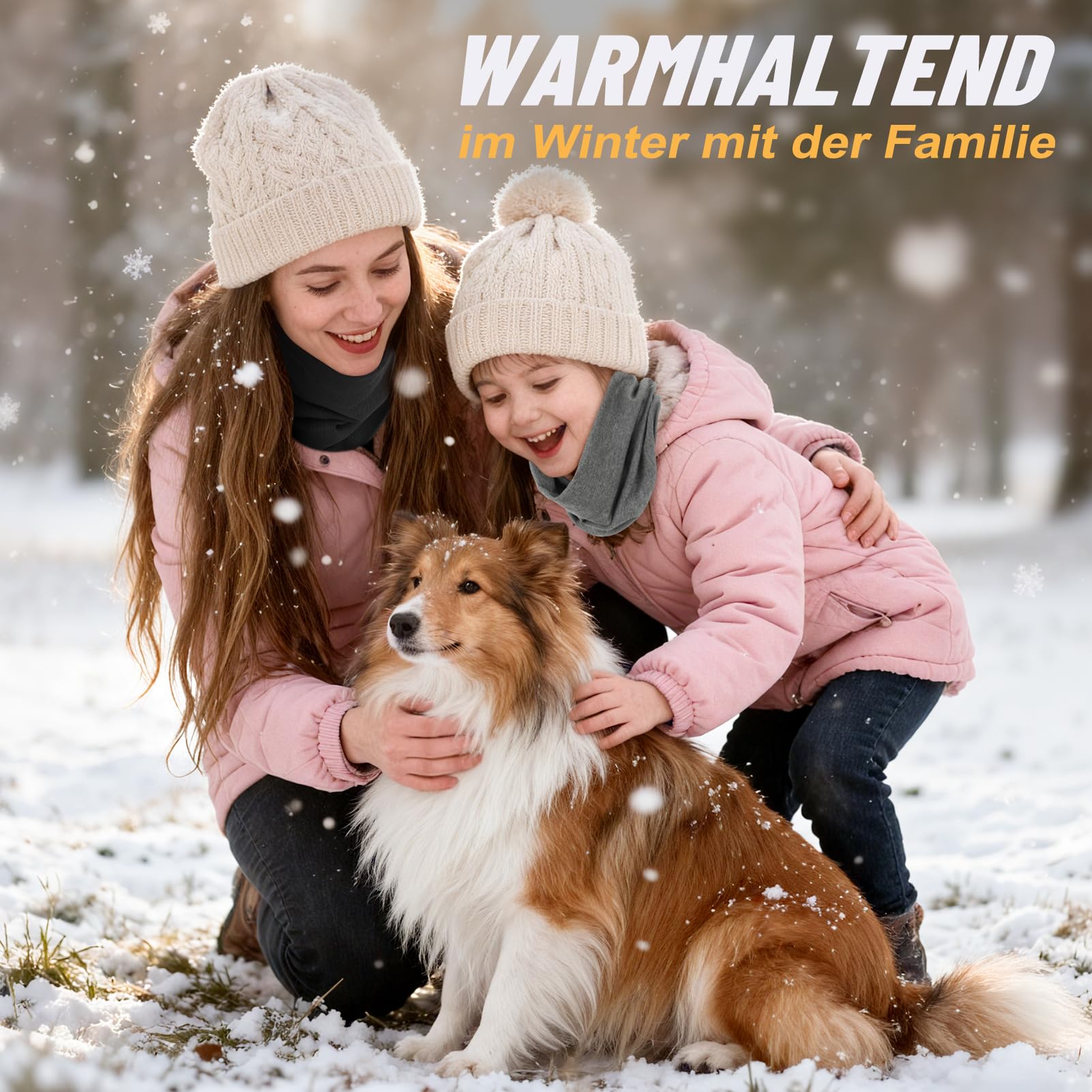 Kiiwah 2 Stück Winter Schlauchschal für Herren Damen, Weiches Halswärmer Halstuch Winddichte Multifunktionstuch für Outdoor Motorrad Fahrrad Indoor Aktivitäten 4