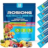 Electrolytes Powder Packets - ROSIONG Sugar Free Hydration Drink Mix Packets - Zero Calories - Electrolyte Powder for Sports & Travel & Dehydration - 6 Fruit Flavors Variety Pack (18 Sticks)