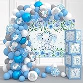 Elephant Baby Shower Decorations for Boy Baby Boxes With Letters Elephant Balloon Garland Kit Elephant Backdrop Elephant Part