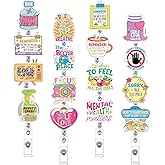 Ferreve 16 Pcs Funny Nurse Badge Reels Cute Retractable Mental Health Badge Reel Clip Holder for Doctor Medical Health Hospital Office Worker Nurse Student Volunteer Teacher Valentine's Day Gifts