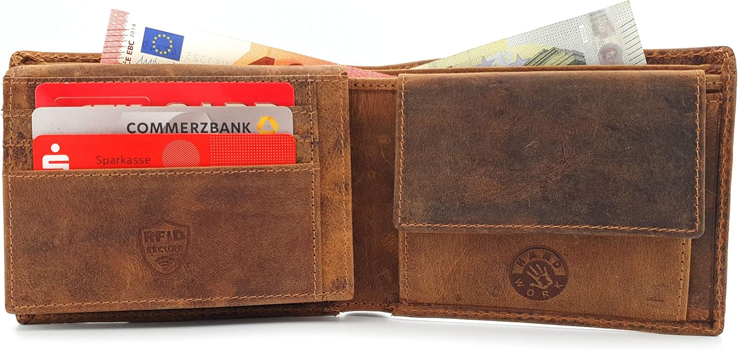 Jockey Club Hunter Wildsau Leather Wallet with RFID Protection, brown, S, Coin purse - Image 3