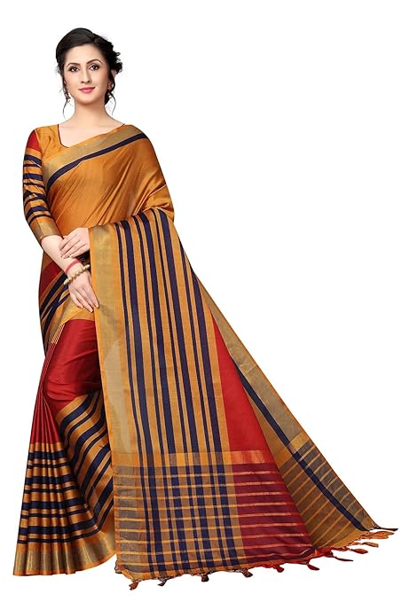 Kishna-e Fashion Cotton Silk Saree with Blouse