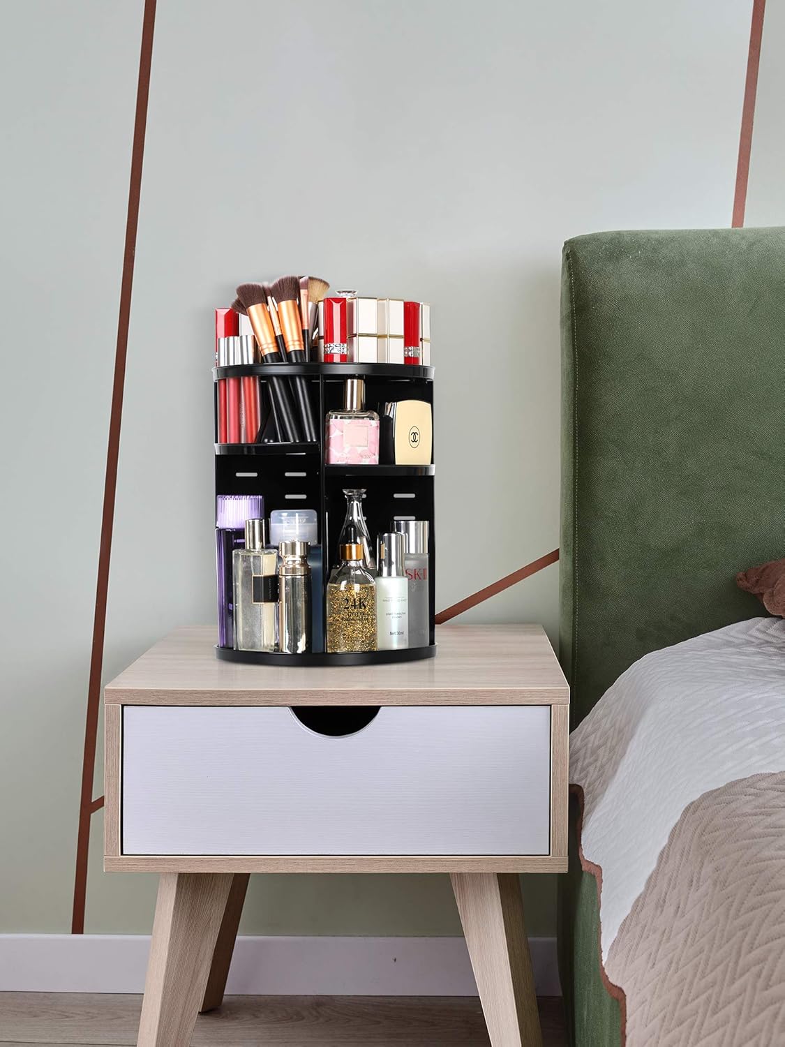 Kootek Rotating Makeup Organizer - 360 Spinning Makeup Storage Rack Adjustable Swivels Cosmetic Organizers Brush Holder Large Capacity with 4 Layers Tray for Bathroom Bedroom Vanity Dresser Room: Beauty