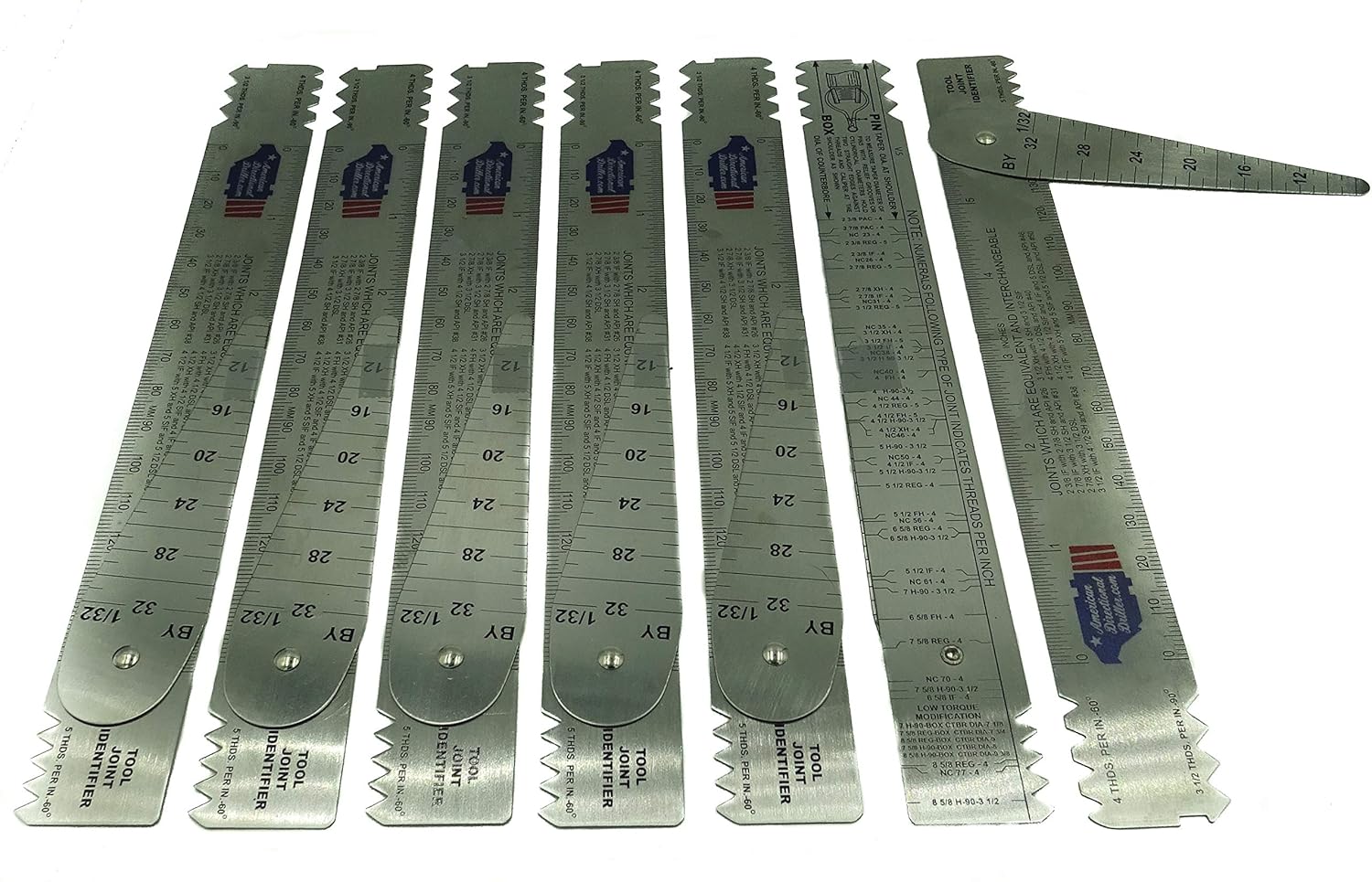 Drill Pipe Connection Thread Identification Ruler with Nozzle Gauge (7